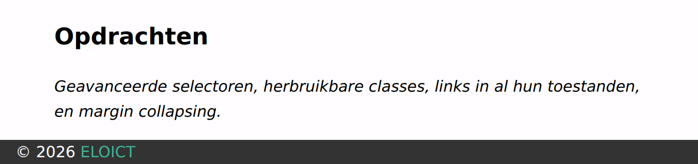 ELOICT in de footer: geen vet, geen cursief, een eigen kleur