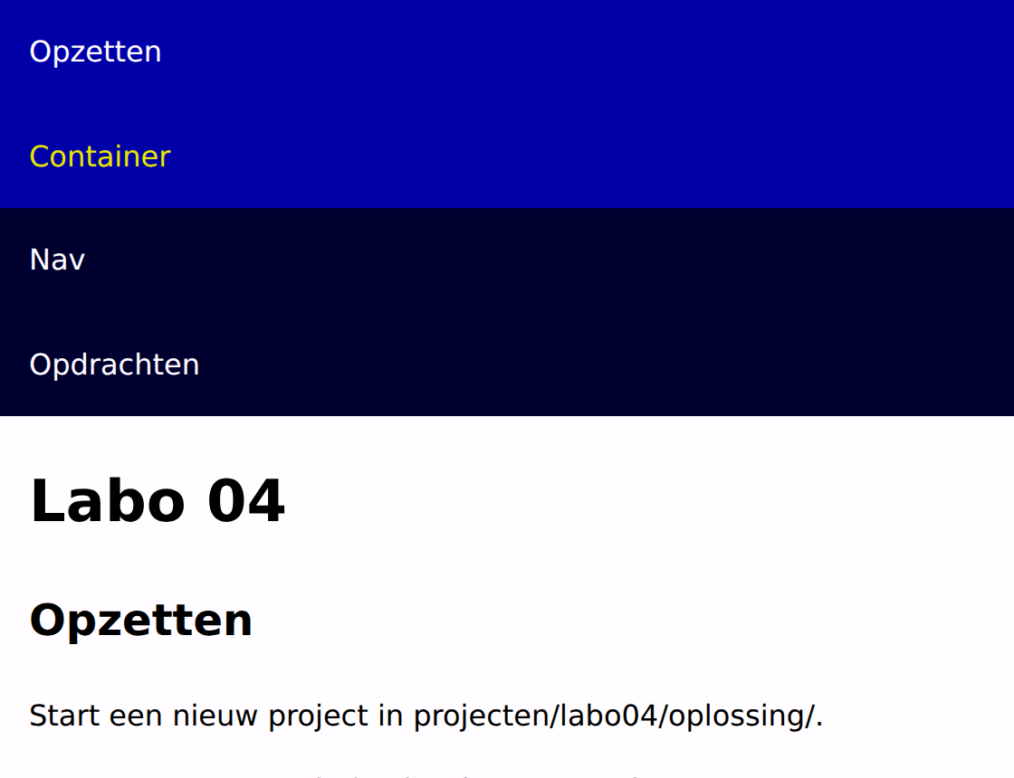 Het tweede item met een eigen achtergrond- en tekstkleur