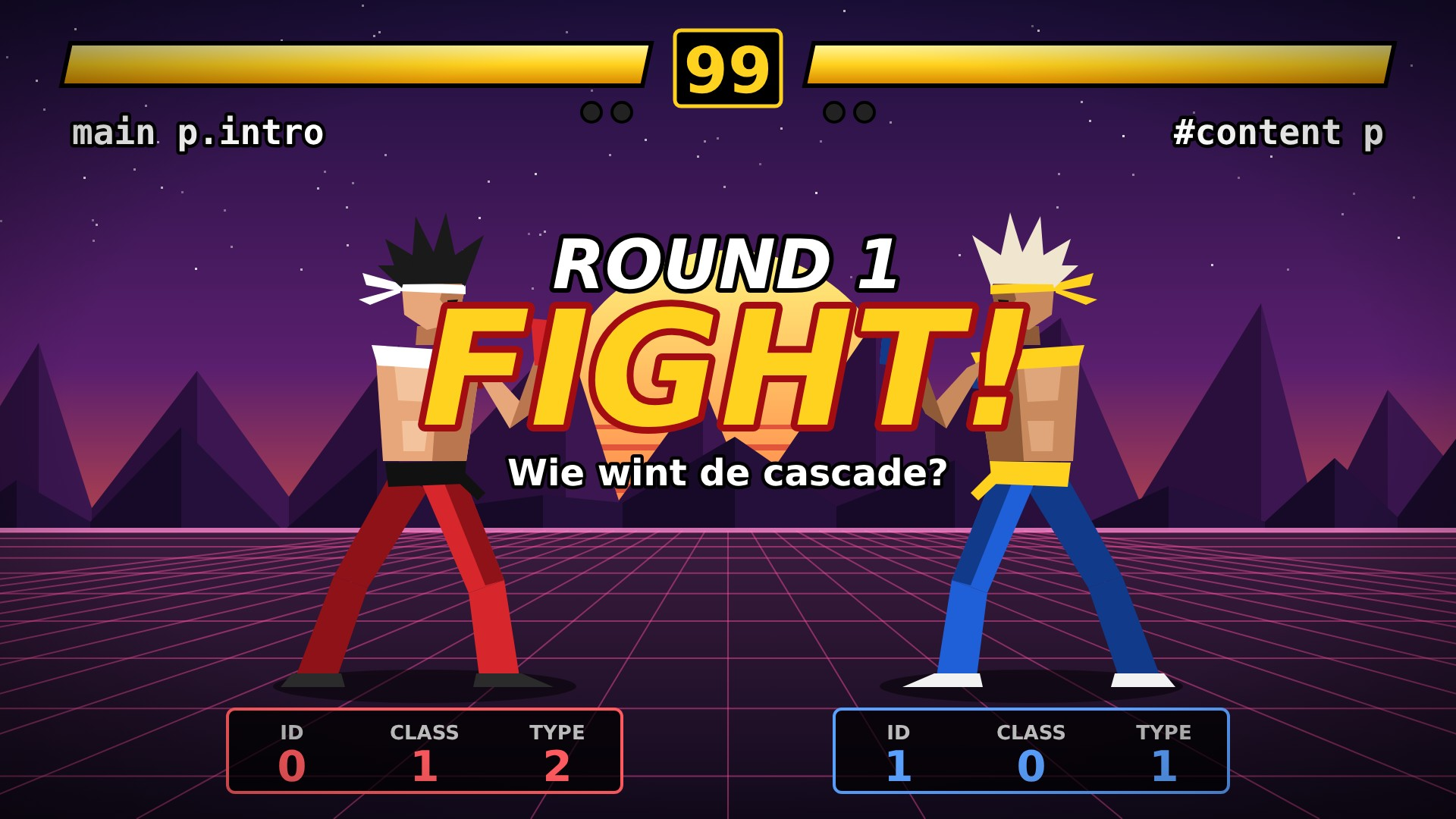 tekken 3 stijl battle tussen selectoren